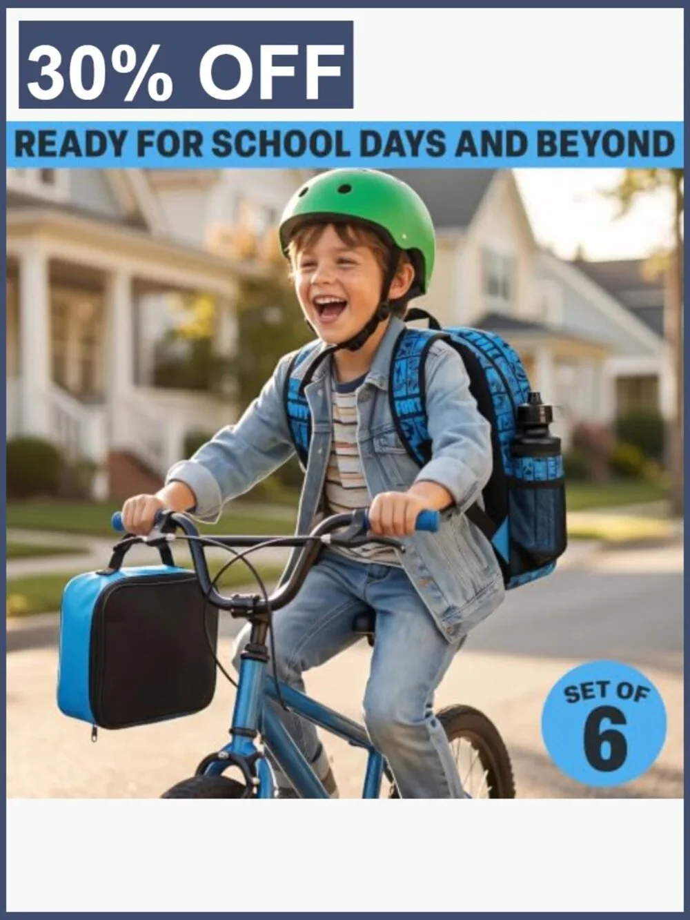 Fortnite Boys Backpack 6Pc School Set with Lunch Bag Pencil Case Bookbag